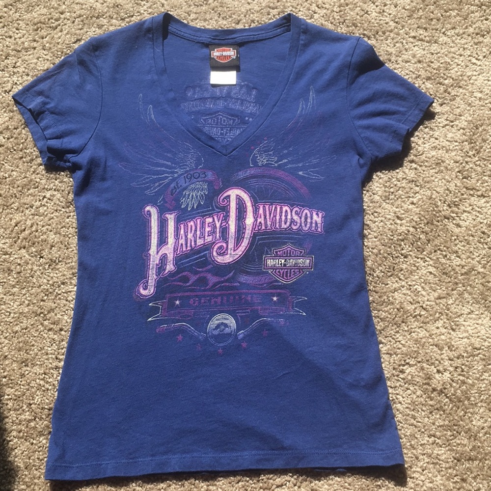 Navy and pink Harley Davidson shirt, size small
